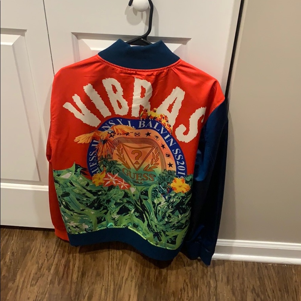 Guess x J. Balvin satin finish bomber jacket